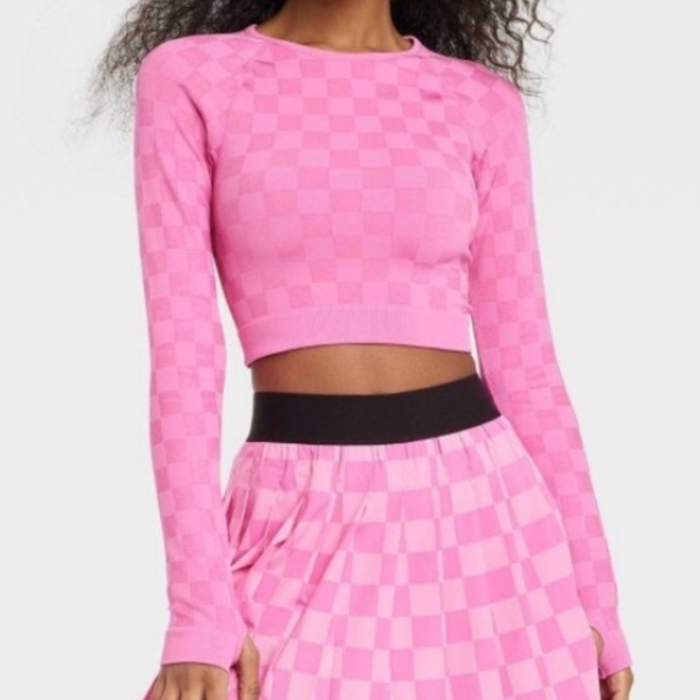 Target JoyLab Pink Long Sleeve Crop Top
